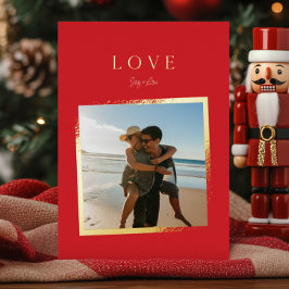eenvoudige LOVE foto kerst vervagen gouden LIJST Folie Feestdagenkaart