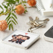 Eenvoudige Love Koppel Sleutelhanger – Romantisch  (Zijkant)