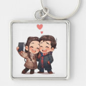 Eenvoudige Love Koppel Sleutelhanger – Romantisch  (Voorkant)