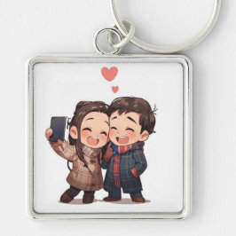 Eenvoudige Love Koppel Sleutelhanger – Romantisch 