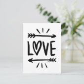 Eenvoudige "LOVE" met zwart op wit Briefkaart (Staand voorkant)