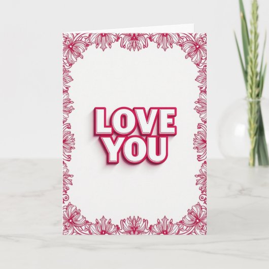 Eenvoudige Love You Bloemkaart Kaart (Voorkant)