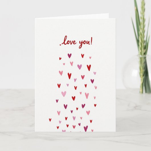 Eenvoudige Love You Falling Hearts Kaart (Voorkant)