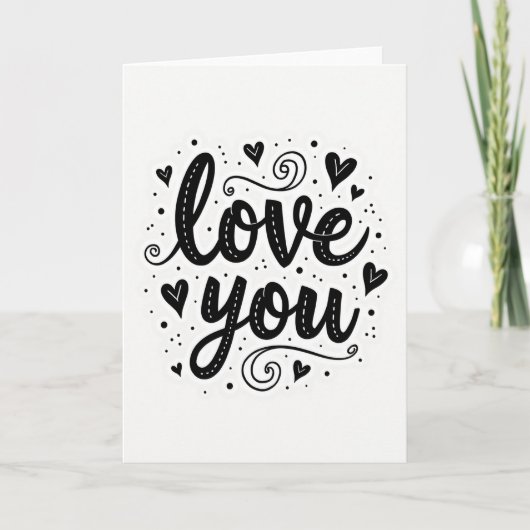 Eenvoudige 'Love You' Gestippelde Kaart (Voorkant)