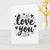 Eenvoudige 'Love You' Gestippelde Kaart (Gele Bloem)