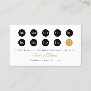 Eenvoudige loyaliteit beloont elegant zwart en gou klantenkaartje