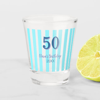 eenvoudige lucht blauwe strepen 50ste verjaardag n shot glas