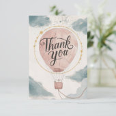 Eenvoudige luchtballon in de wolken bedankkaart (Staand voorkant)