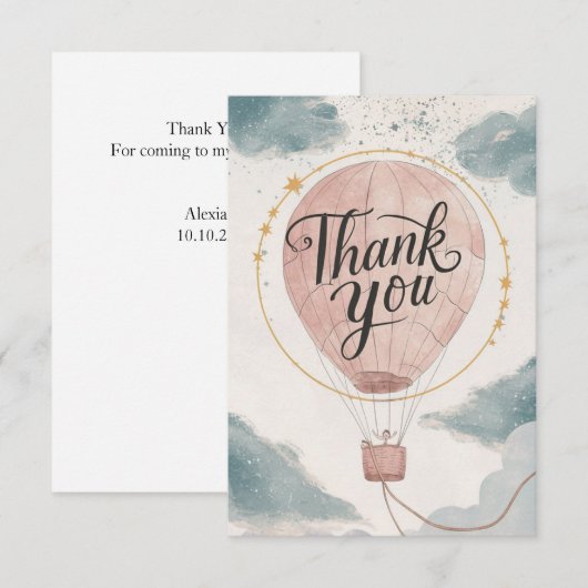 Eenvoudige luchtballon in de wolken bedankkaart (Voorkant / Achterkant)