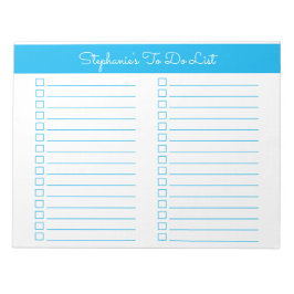 Eenvoudige luchtblauwe checklist van 8,5x11 met tw notitieblok