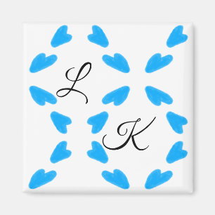 Eenvoudige luchtblauwe waterverf voeg je monogram magneet