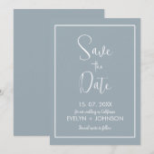 Eenvoudige luchtige blauw & Witte Elegante Minimal Save The Date (Voorkant / Achterkant)
