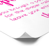 Eenvoudige luier Raffle | Heet Roze Baby shower Poster (Hoek)