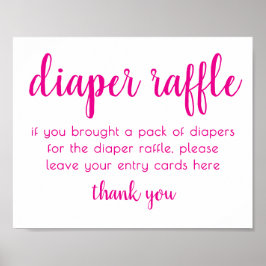 Eenvoudige luier Raffle | Heet Roze Baby shower Poster