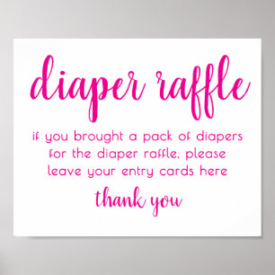 Eenvoudige luier Raffle   Heet Roze Baby shower Poster