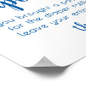 Eenvoudige luier Raffle | Helderblauw Baby shower Poster (Hoek)