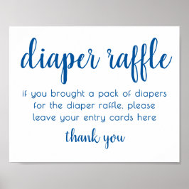 Eenvoudige luier Raffle | Helderblauw Baby shower Poster