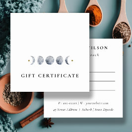 Eenvoudige Lunar Celestial Moon Phase Cadeaubon Vierkante Visitekaartje