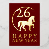 Eenvoudige Lunar Nieuwjaar Gold Horse Folie Vakant Folie Feestdagenkaart (Voorkant)