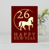 Eenvoudige Lunar Nieuwjaar Gold Horse Folie Vakant Folie Feestdagenkaart (Staand Voorkant)