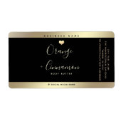 Eenvoudige lux typografie zwart goud vierkant etiket (Voorkant)