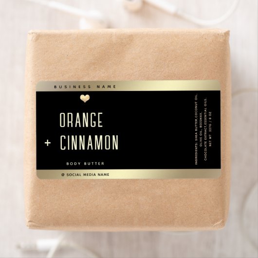 Eenvoudige lux typografie zwart gouden hart etiket (Insitu)