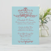 Eenvoudige Luxe Blue en Red Wedding Invitations Kaart (Staand voorkant)