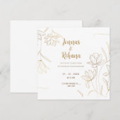 Eenvoudige luxe bruiloft kaart uitnodiging, gouden (Voorkant / Achterkant)