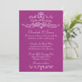 Eenvoudige Luxe Fuchsia Wedding Invitations Kaart (Staand voorkant)