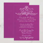 Eenvoudige Luxe Fuchsia Wedding Invitations Kaart (Voorkant / Achterkant)