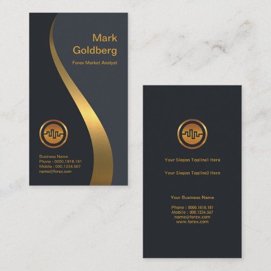 Eenvoudige Luxe Gold Profit Wave Graph Forex Visitekaartje (Voorkant / Achterkant)