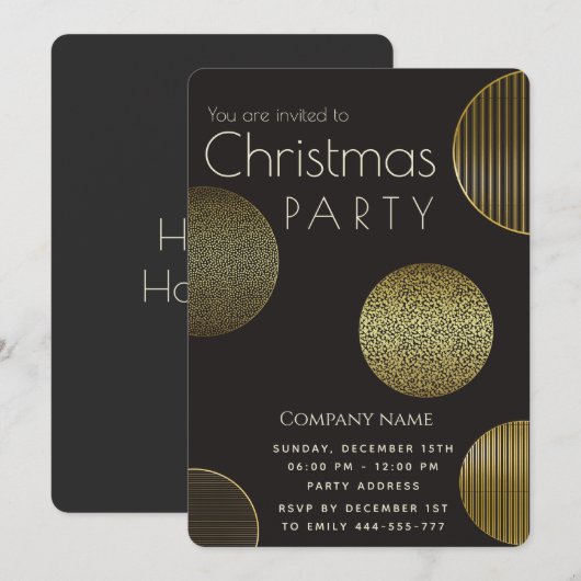 Eenvoudige luxe gouden cirkels corporate kerst kaart (Voorkant / Achterkant)