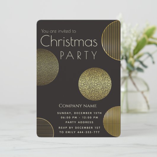 Eenvoudige luxe gouden cirkels corporate kerst kaart (Staand voorkant)