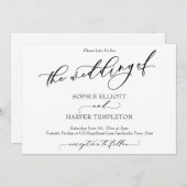 Eenvoudige Luxe Kalligrafie De Bruiloft Van Kaart (Voorkant / Achterkant)