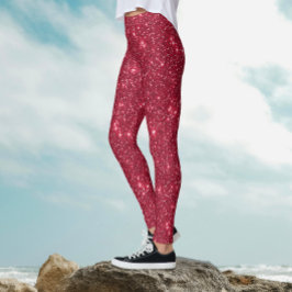 Eenvoudige Luxe Koninklijk Rode Glitter Patroon Leggings