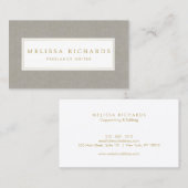 Eenvoudige Luxe Linnen Schrijver, Auteur Visitekaa Visitekaartje (Voorkant / Achterkant)