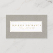 Eenvoudige Luxe Linnen Schrijver, Auteur Visitekaa Visitekaartje (Voorkant)