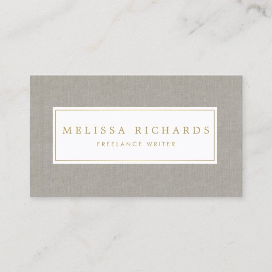 Eenvoudige Luxe Linnen Schrijver, Auteur Visitekaa Visitekaartje (Voorkant)