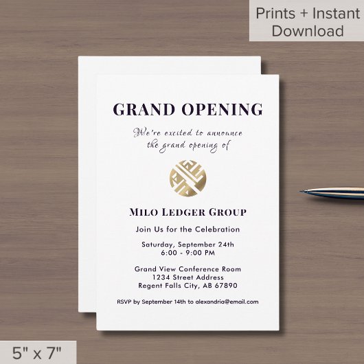Eenvoudige Luxe Logo Grand Opening Uitnodiging