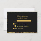 Eenvoudige luxe luxe gouden rand bruiloft RSVP kaartje (Voorkant)