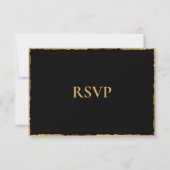 Eenvoudige luxe luxe gouden rand bruiloft RSVP kaartje (Achterkant)
