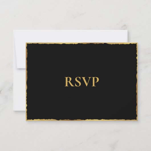 Eenvoudige luxe luxe gouden rand bruiloft RSVP kaartje (Achterkant)