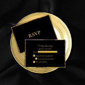 Eenvoudige luxe luxe gouden rand bruiloft RSVP kaartje
