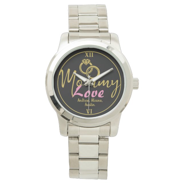 Eenvoudige luxe mama namen Aangepast Horloge (Voorkant)