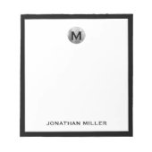 Eenvoudige Luxe Monogram zwart en zilver Notitieblok (Voorkant)