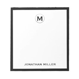 Eenvoudige Luxe Monogram zwart en zilver Notitieblok