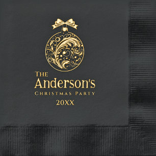 Eenvoudige Luxe Monogram Zwartrand Goud Folie Kers Servetten