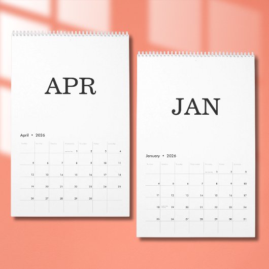 Eenvoudige Luxe Ontwerp Kalender