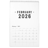 Eenvoudige Luxe Ontwerp Kalender (Feb 2027)
