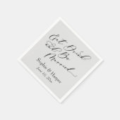 Eenvoudige Luxe Script Eat Drink en gehuwd grijs Servet (Hoek)